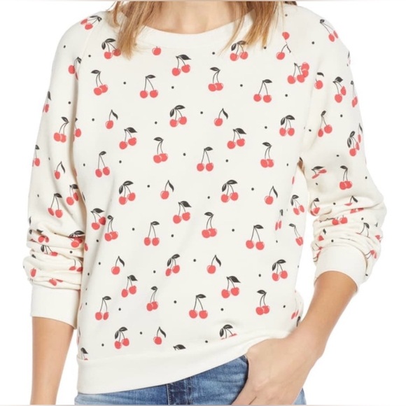 Wildfox Cherry Print Sweater Sz M - Picture 1 of 5